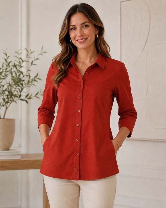 Chico's Tops - Chicos S (0) No Iron Button Shirt Pockets Rust Terracotta Career Preppy Minimali